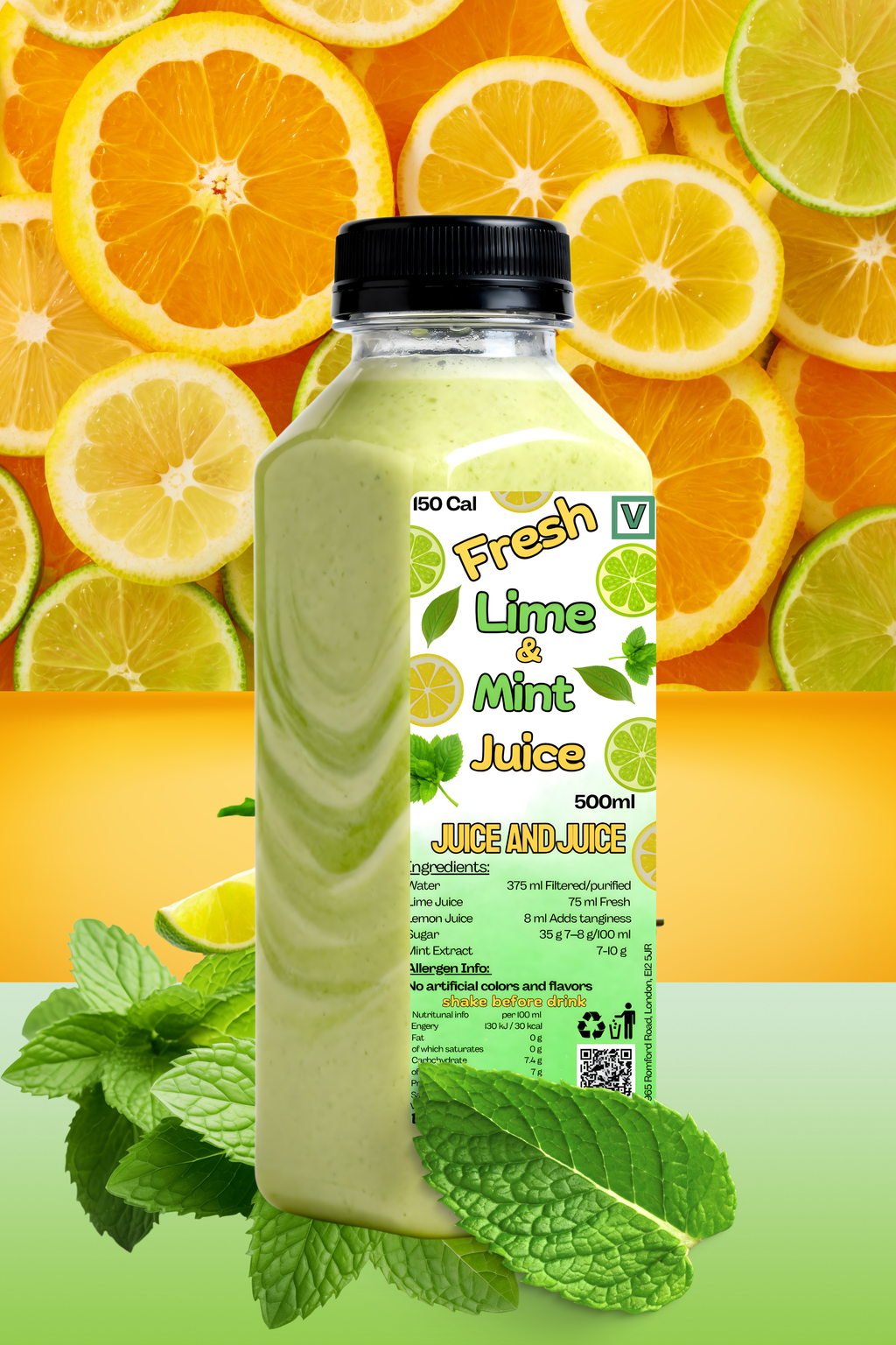 Lime & Mint Energy Flow (500 ml) 6 x Bottles Minimum Order