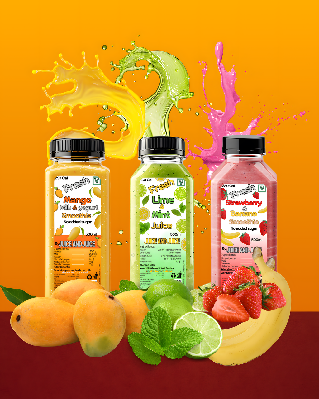 3 days Plan (Refuel & Refresh for Adults) 12 Bottles total, 4 a day for 3 days (2 x lime and mint, 1 x strawberry, 1x Mango)